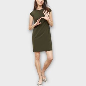 Naked Zebra Shift Dress Cap Sleeve Side Zippers in Olive Green Women’s Size S